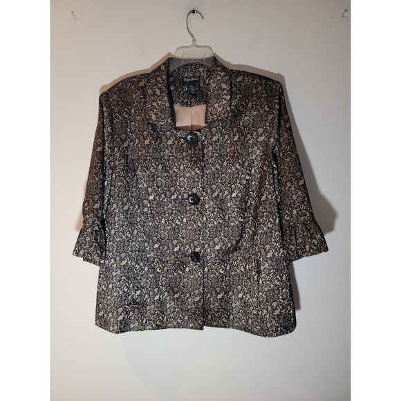 Maggie Barnes women's laced black and tan blazer Size 22/24 - Picture 1 of 5